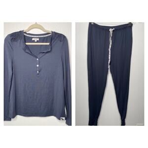Nine West Loungewear Pajamas Long Sleeve Top and Pants Navy